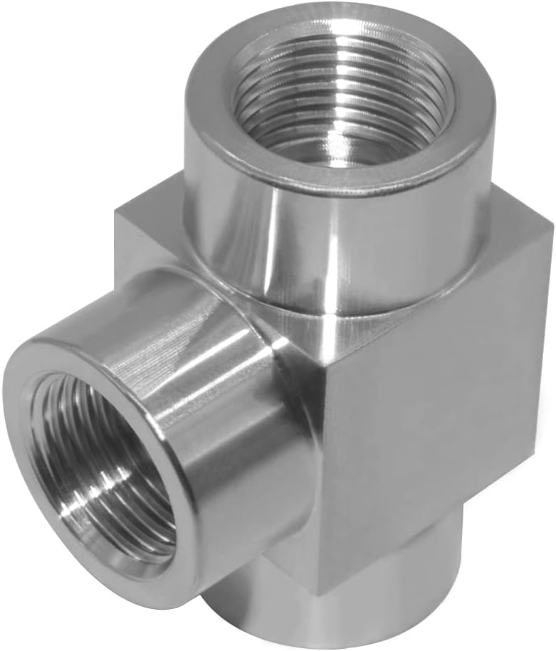 beduan وصلات أنابيب تي من الفولاذ المقاوم للصدأ، 1/4" x 1/4" x 1/4" وصلات أنابيب أنثوية NPT - Image 2